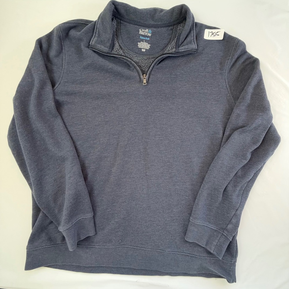 Croft & Barrow Quarter Zip Pullover Mens Large Blue Extra Soft Fleece Sweatshirt
